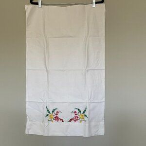 Vintage Pillowcase Embroidered Cross Stitch Roses
